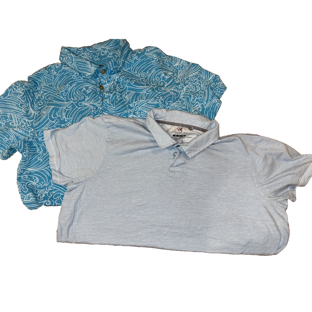 Sonoma & IRE Polo Shirts Blue Mens Medium Cotton Short Sleeve Lot of 2